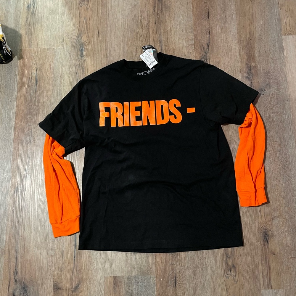 VLONE Black and Orange Friends Long Sleeve Tee